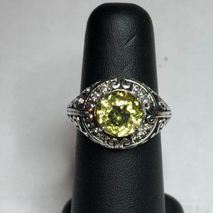 Sterling Peridot Ring with Intricate Scroll Shank
